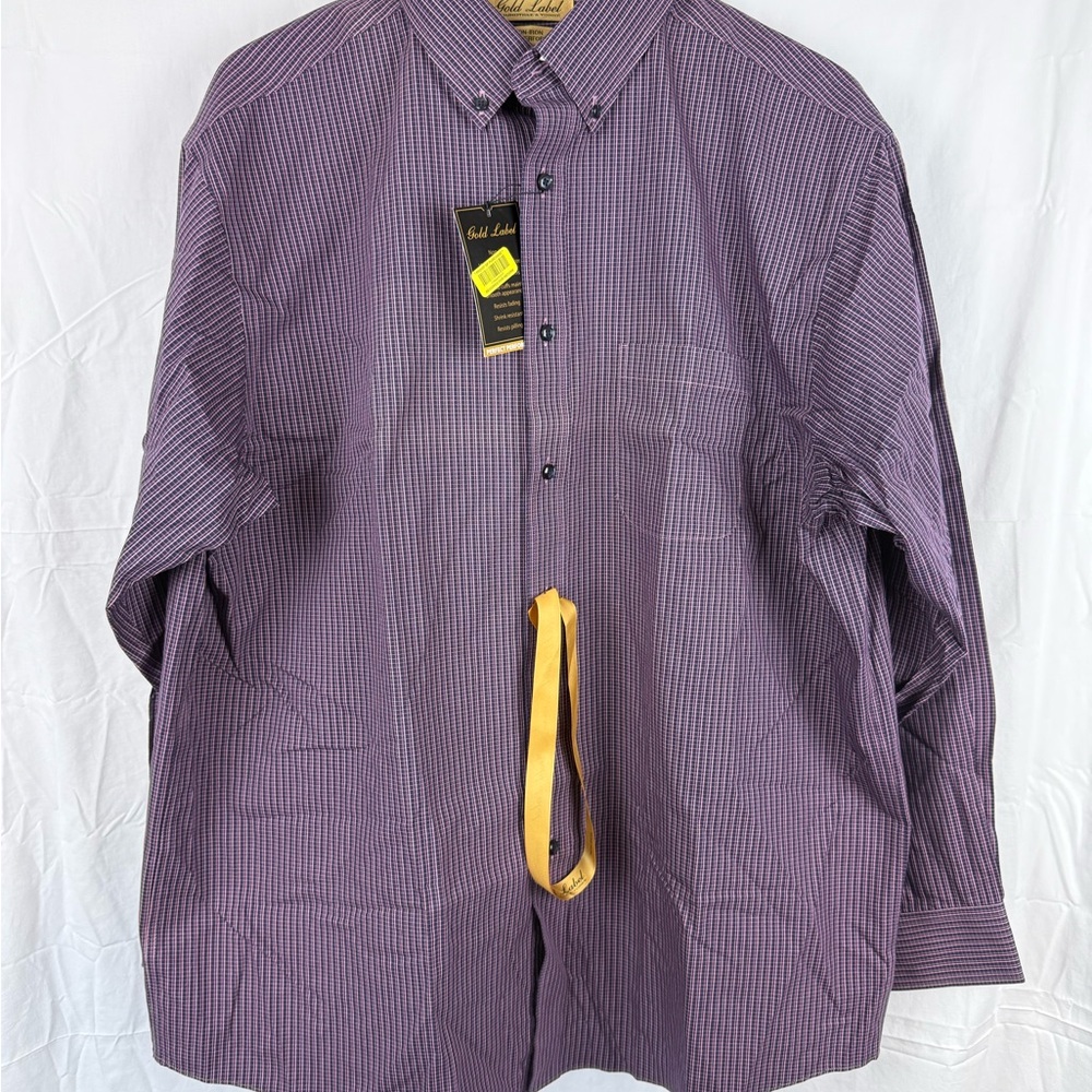 Roundtree & Yorke Purple Checkered Men's Shirt Gold Label.